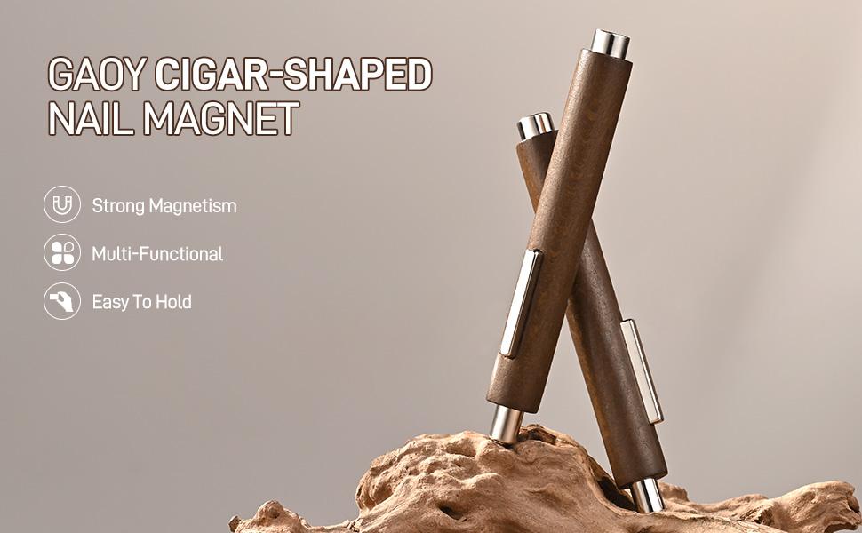 GAOY 3-in-1 Cat Eye Magnet for Nails, Cigar Shape Nail Magnet, Multi-Function Nail Magnets for Nail Art DIY at Home, Brown