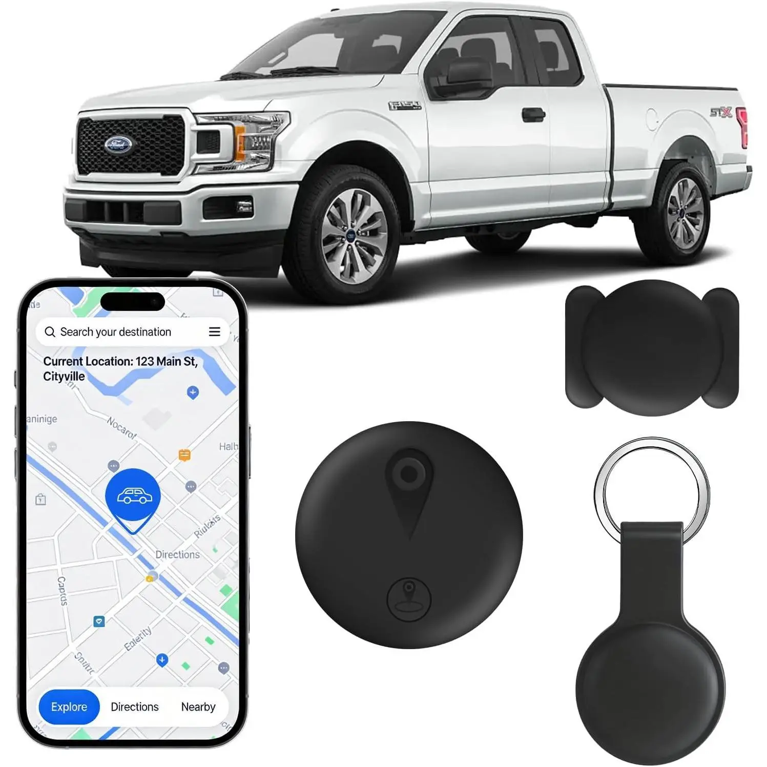 Hidden Magnetic Waterproof GPS Vehicle Tracker - IP67 Rated, Compact, Button-Size, No Subscription/SIM Required, 100% Free Accurate Tracking, 365-Day Long Battery Life, iOS-Only, Find My Compatible for Camping, Hiking, 100% Free Tracking