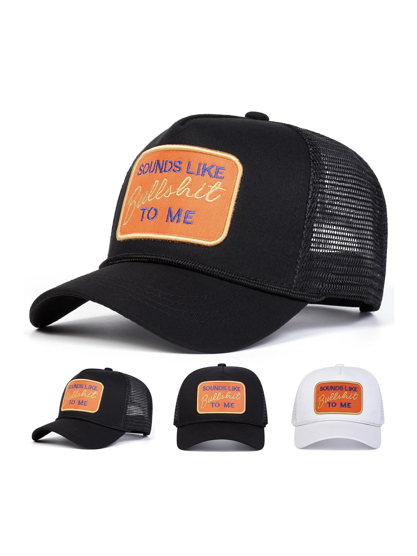 Unisex Bullshit Cartoon Mesh Baseball Cap, Adjustable Outdoor Sun Protection Hat, Casual Fitted Woven Fabric for Spring & Fall Travel