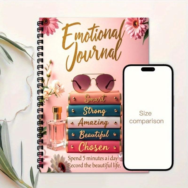 Emotional Diary Notebook, Gratitude Optimistic Happiness Daily Record, Self-Care Spiral Bound Journal, Perfect for Mood Tracking