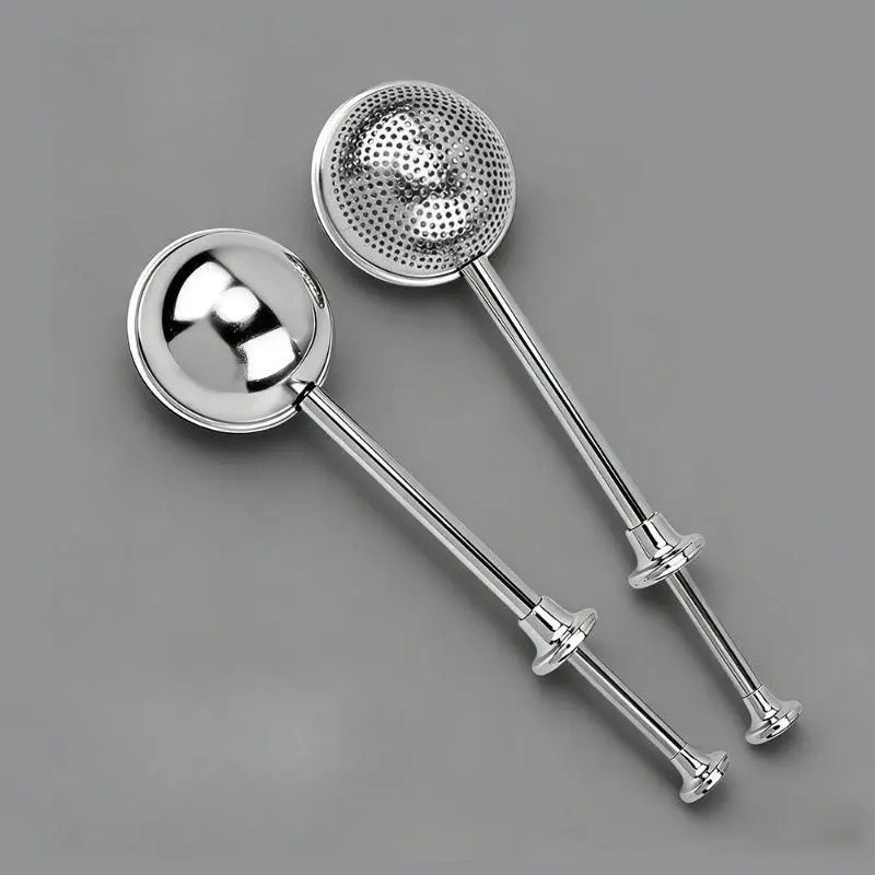 2pcs Stainless Steel Push-Type Sifter Wand with Handle - Fine Mesh Round Head, Long Handle Flour Duster for Even Sugar Dusting, Kitchen Bakeware, Bakery Supplies