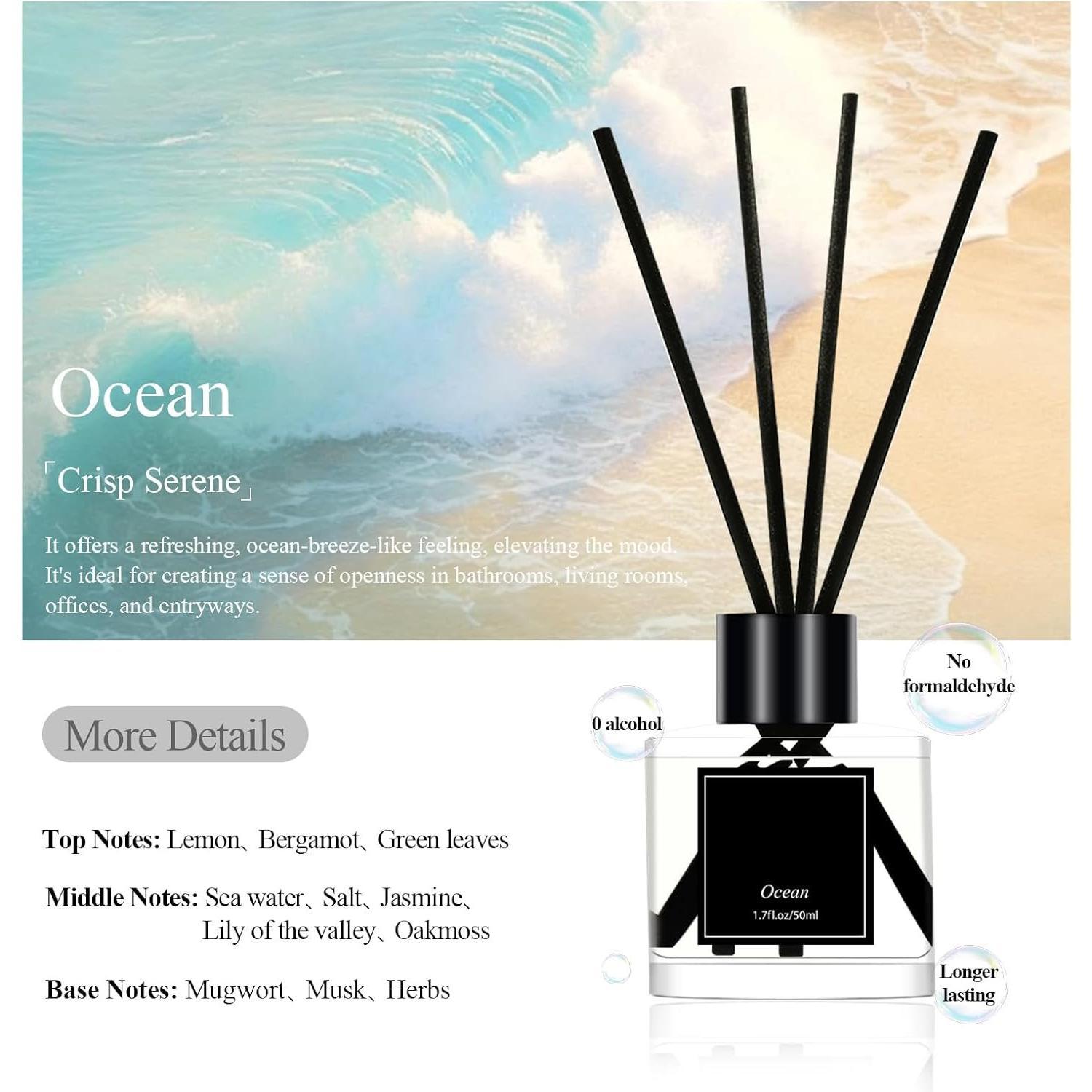 Reed Diffuser Set of 3, 50ml  Linen/Eucalyptus & Mint/ Scented Oil Diffuser with 15 Sticks |   for Bedroom, Bathroom, Office & Living Room