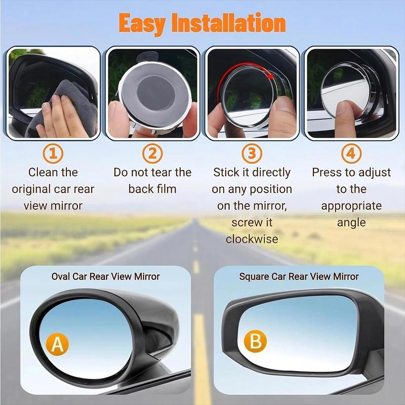 2Counts Car mirror accessory,Safety driving mirror,Car Blind Spot Mirror, Wide Angle Mirror for Car Rearview Mirror,360-Degree Reversing Mirror,Vacuum Suction Cup,Small Round MirrorBlind Spot Auxiliary Mirror,Ultra-Clear Mirror.
