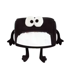 Funny Matchstick Man Car Plush Storage Napkin Holder, Creative Organizer for Front Seat Rear Seat, Cute Automotive Accessory