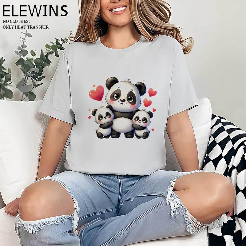 6 Sheets  Panda & Panda Mom DTF Iron On Transfers - Washable Plastic Vinyl Heat Press Sheets Suitable for T-Shirts, Hoodies, Jeans, Backpacks, Pillows - Machine Washable DIY Fabric Transfers for Men & Women