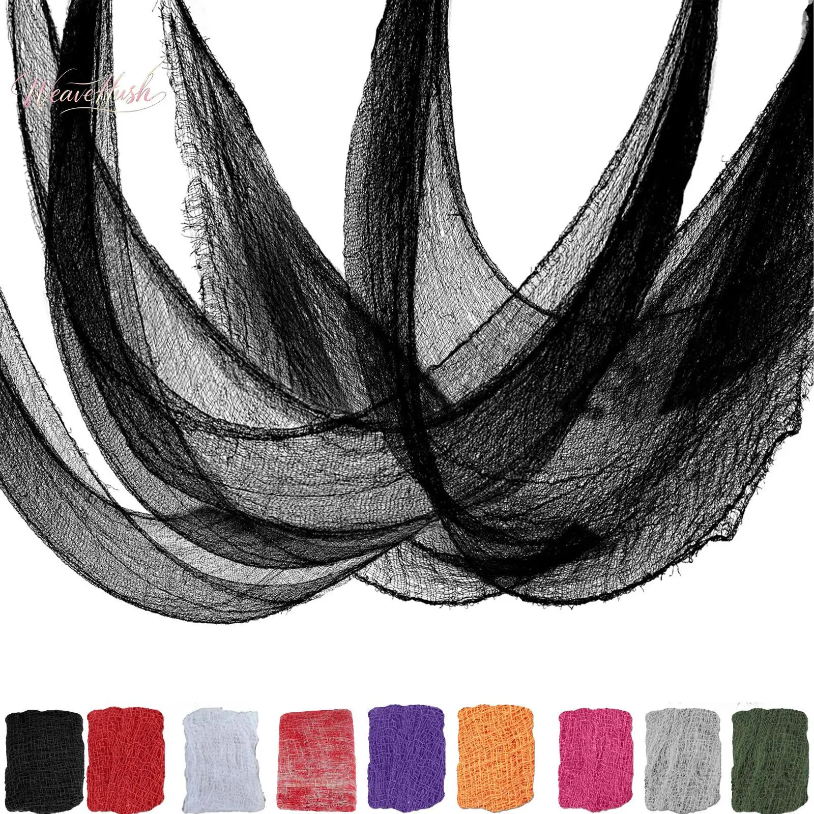 Halloween Creepy Cloth Decoration, Distressed Gauze Draping Fabric in Various Colors, Spooky Hanging Decor for Haunted Houses, Party Backdrops, Doorways and Mantels