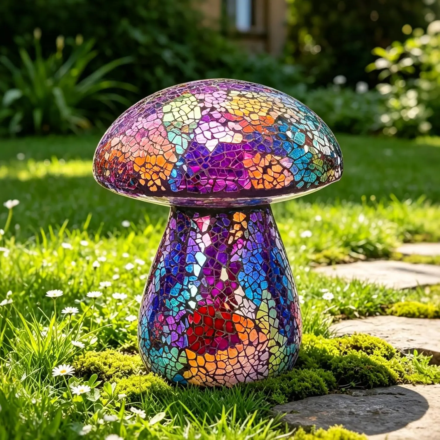 Mushroom Garden Statue Decoration, Mosaic Mushrooms Outdoor Decor | Colorful Glass Mushroom Decor,  Figurine Whimsical Garden Decor for Indoor ,Yard,Lawn Ornaments and Gifts for Mom