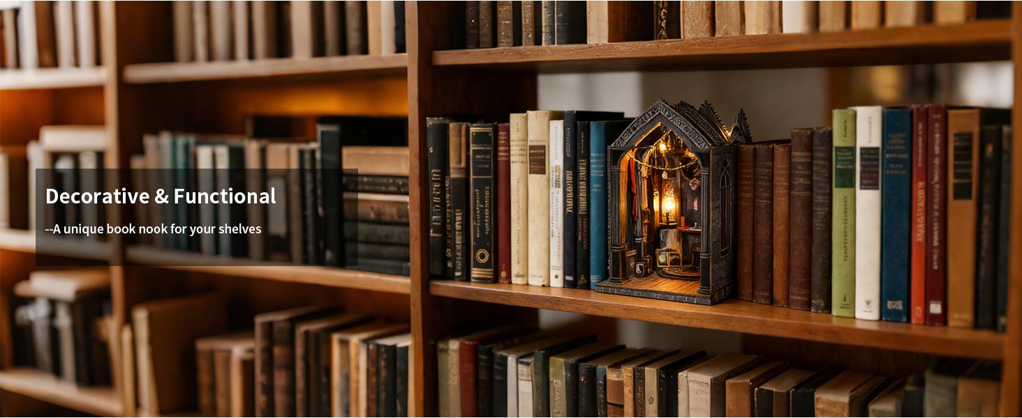 book nook kit,diy book nook for adults,miniature house kit,book nook with led light,wooden book nook craft,bookshelf decor,reading nook display,book lover gifts,diy miniature building kit,home decor gifts,mini bookend decor,night prayer booknook