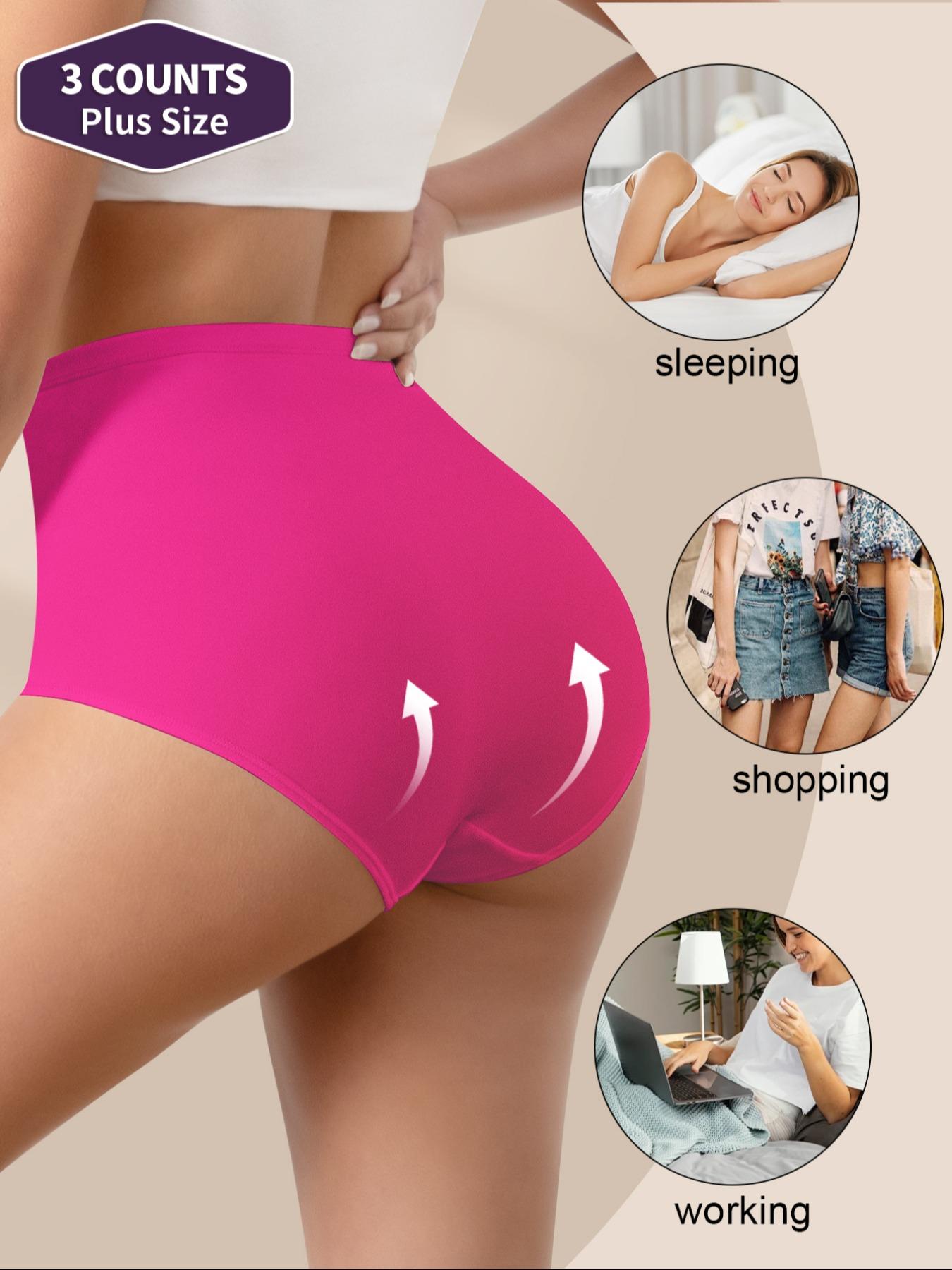 【Plus Size】 Letter Print High Waist Brief, Breathable Comfortable Panty for Daily Wear, Women's Underwear for All Seasons