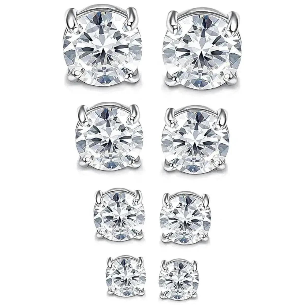 Magnetic Stud Earrings for Men & Women, Stainless Steel Non-Piercing Clip-Ons with AAA+ CZ, Simple Round Studs in 6mm & 8mm Set, Men's Earrings, Aaa+ Cz Shine, Simple Studs, Easy Styling