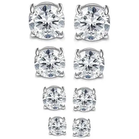 Men's Magnetic Non-Piercing Clip-On Earring Studs - Stainless Steel Hypoallergenic High-Quality 6mm-8mm Round AAA+ CZ Paintball Accessories, Christmas Boyfriend Gifts, Hypoallergenic Earrings