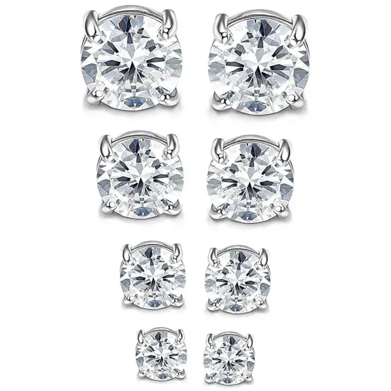 Men's Magnetic Non-Piercing Clip-On Earring Studs - Stainless Steel Hypoallergenic High-Quality 6mm-8mm Round AAA+ CZ Paintball Accessories, Christmas Boyfriend Gifts, Hypoallergenic Earrings