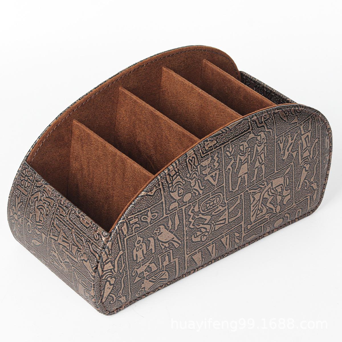 TV Remote Control Holder with 5 Compartments,Pu Leather Remote Caddy/Box/Tray Bedside Table Desk Storage Organizer for DVD, Blu-Ray, Media Player, Heater Controllers and Cosmetics Office Supplies