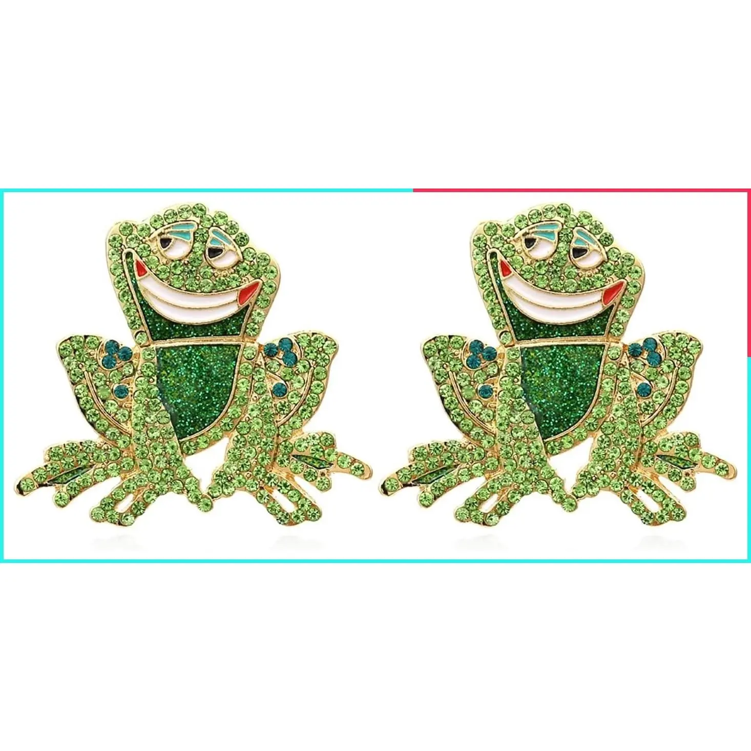 Vintage Rhinestone Frog Stud Earrings - Cute & Funny Animal Jewelry for Women