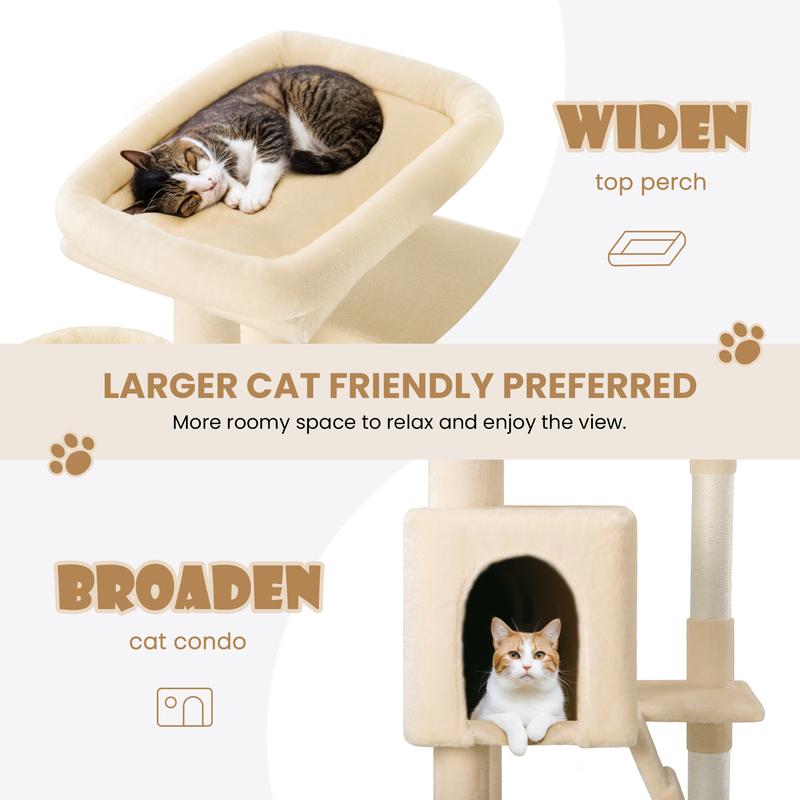 SHA CERLIN 64in Multi-Level Cat Tree Tower with Ladder, Sisal Posts, Cozy Condo, Basket & Top Perch#ChristmasGifts#TikTokShopBlackFriday