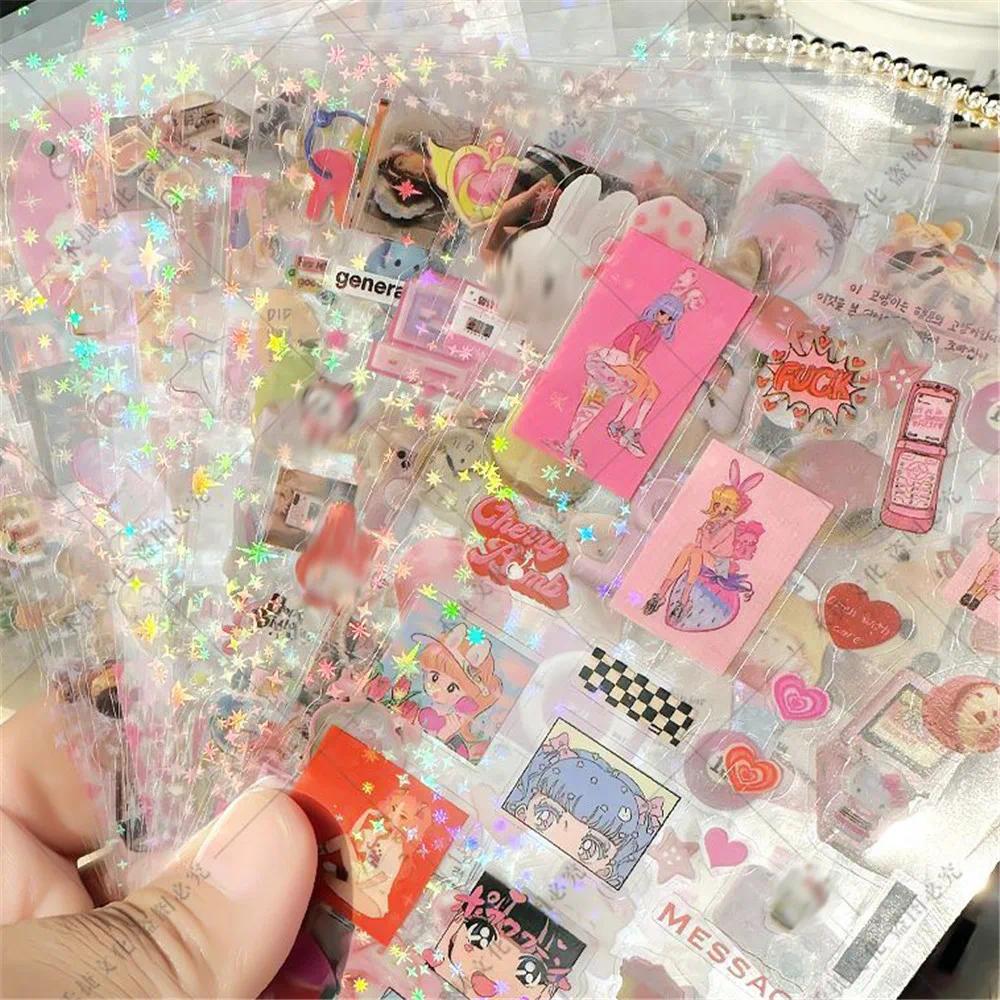 100 Sheets Non-repetitive Y2K Random Cute Glitter Sticker for Phone Luggage Journal Sticker Kawaii Decoration Sticker Gift, Vintage, Smartphone