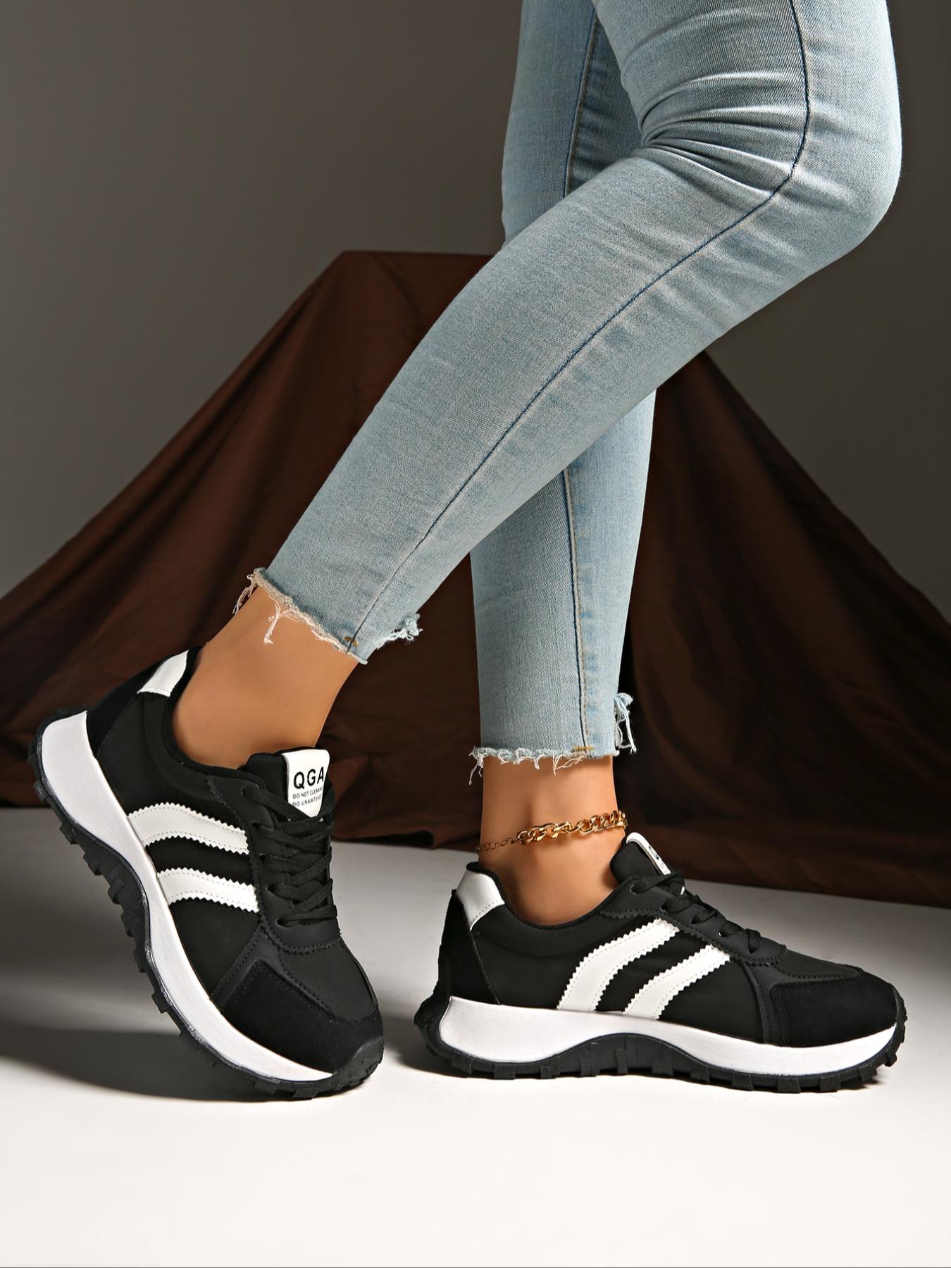 Women's Fashion Thick Sole Sneakers, BreathableWalking Shoes,Comfortable Support, CasualTextile Upper, Rubber Sole, All Seasons,Breathable Outdoor Shoes