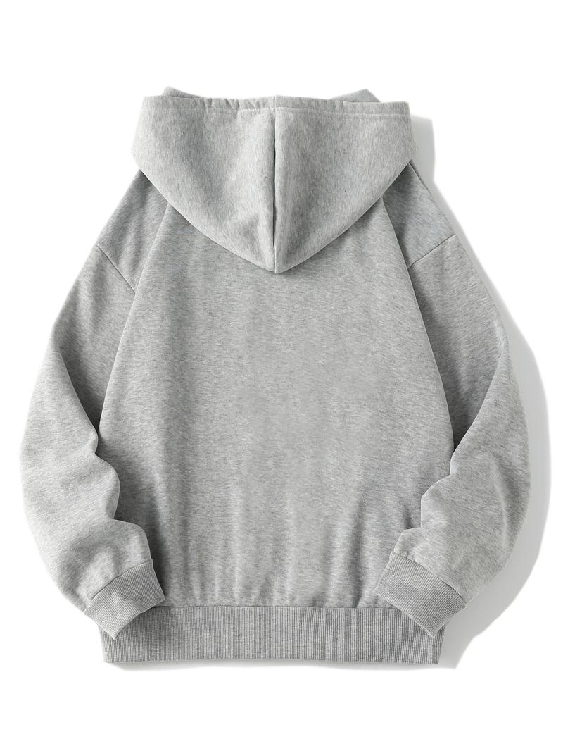 Women's Fashion Fall Winter Drawstring Hoodie, Plain Zipper Jacket Coat, Casual Loose Fit Long Sleeve Top, Versatile New Arrival, Cozy Breathable Clothing