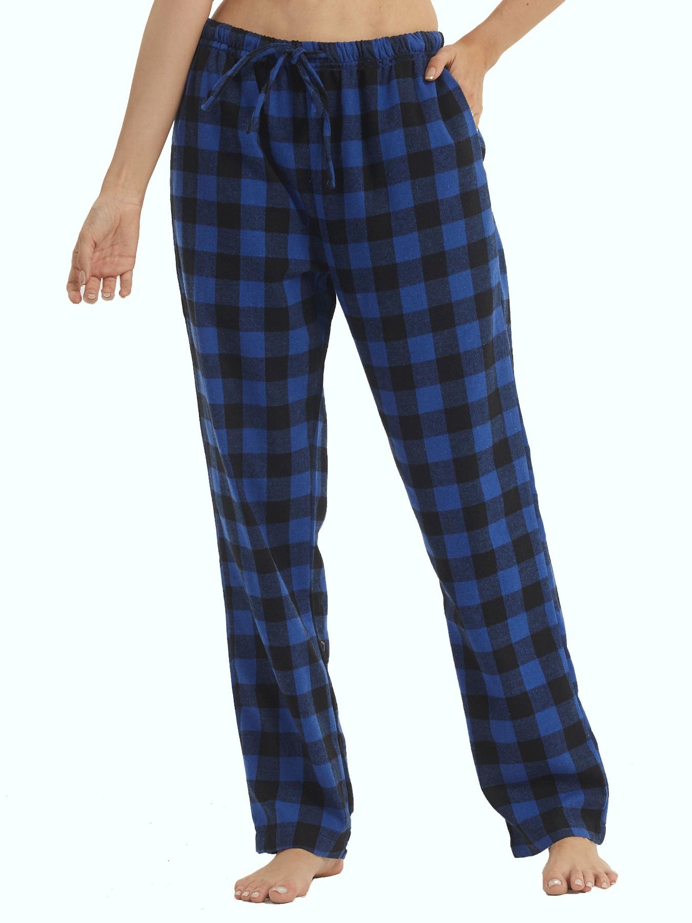 Women's Flannel Plaid Sleep Pants Soft Comfortable Indoor Home Long Pants Casual Outdoor Drawstring Waist All Seasons Cotton