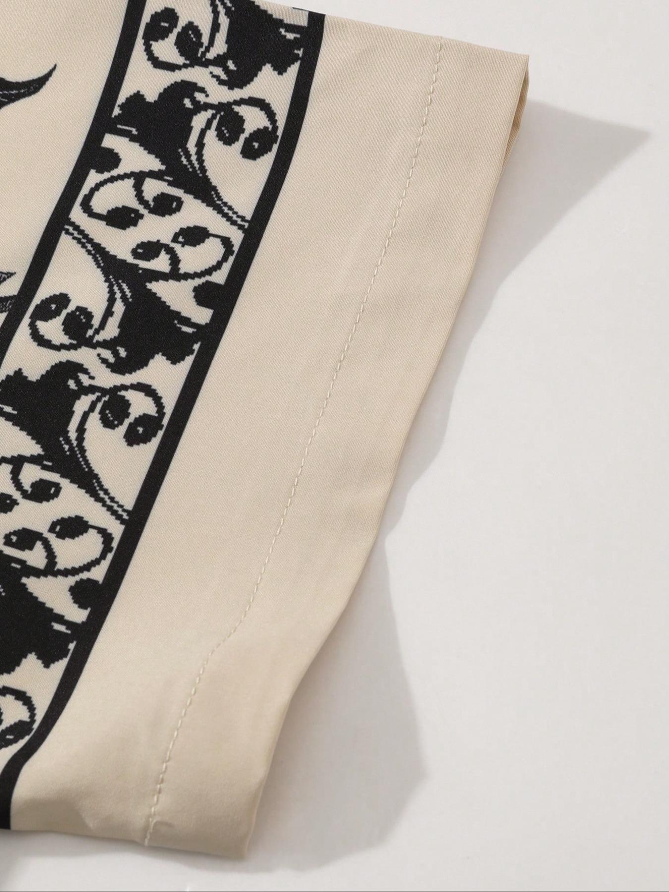 Men's Floral Print Short Sleeve Shirt, Casual Style Shirt, Regular Fit Casual Button Front Collared Top for Summer, Men's Clothes for Beach Vacation, Menswear, Casual Stylish Menswear