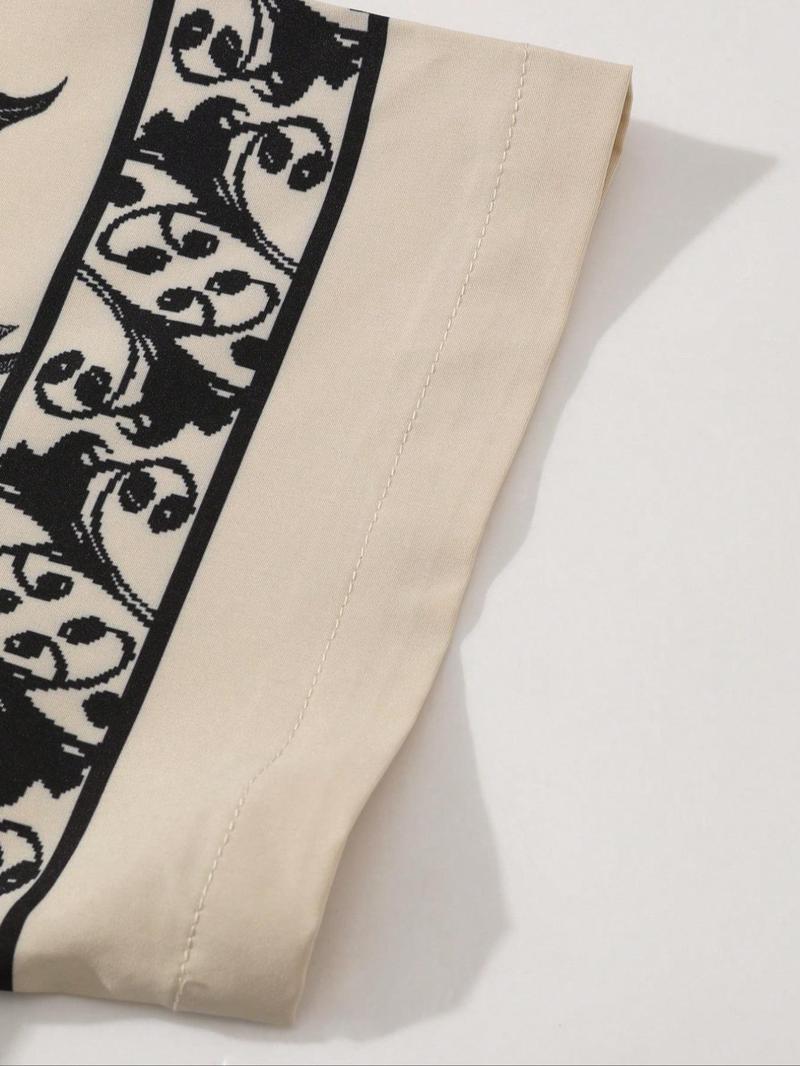 Men's Floral Print Short Sleeve Shirt, Casual Style Shirt, Regular Fit Casual Button Front Collared Top for Summer, Men's Clothes for Beach Vacation, Menswear