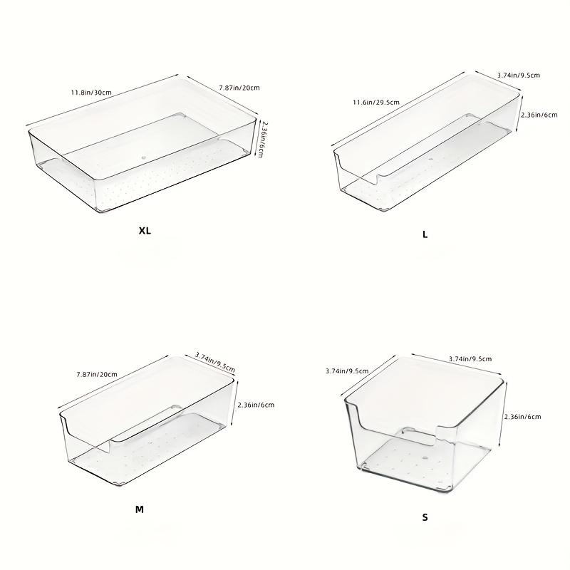 2-piece plastic storage box set - stackable drawer and desktop organizer separated, no assembly required, free combination modular system, suitable for cosmetics, office, kitchen, bathroom, wardrobe - transparent drawer organizer box