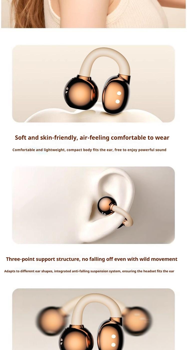 Hetoie 2026 Open-Back Bluetooth-compatible Earbuds, Wireless Headphones with Clear Mic, Type-C Fast Charging, Comfortable All-Day Wear