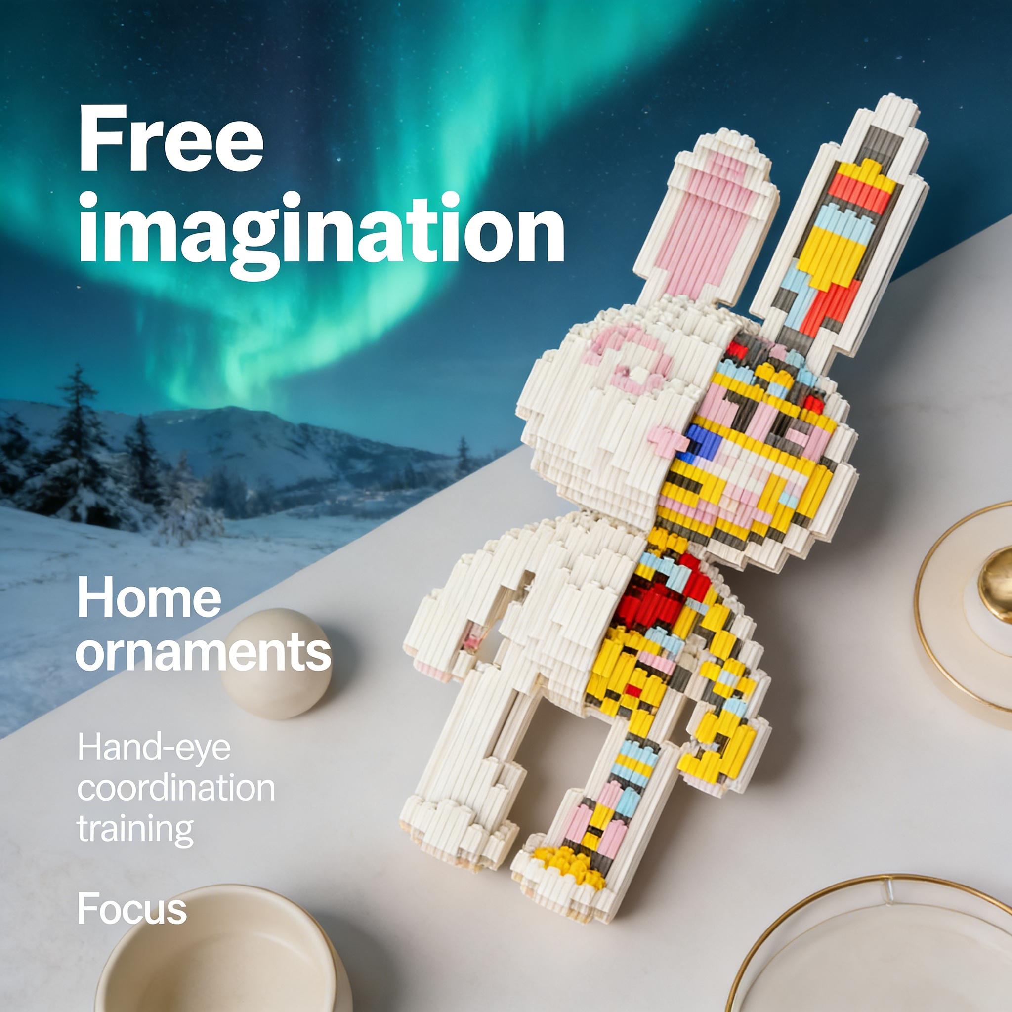 Creative Bunny Pattern Diecast Toy Model, 1451pcs, Original Authentic, New 2026 Size, Gift Idea, DIY Craft, Home Decor