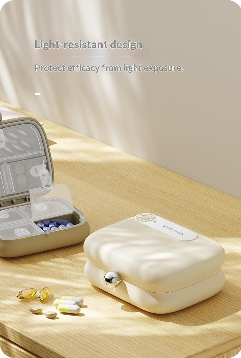 Portable pill box, mini pill box for three meals a day, mini pill container for carrying medication, pills, and health supplements