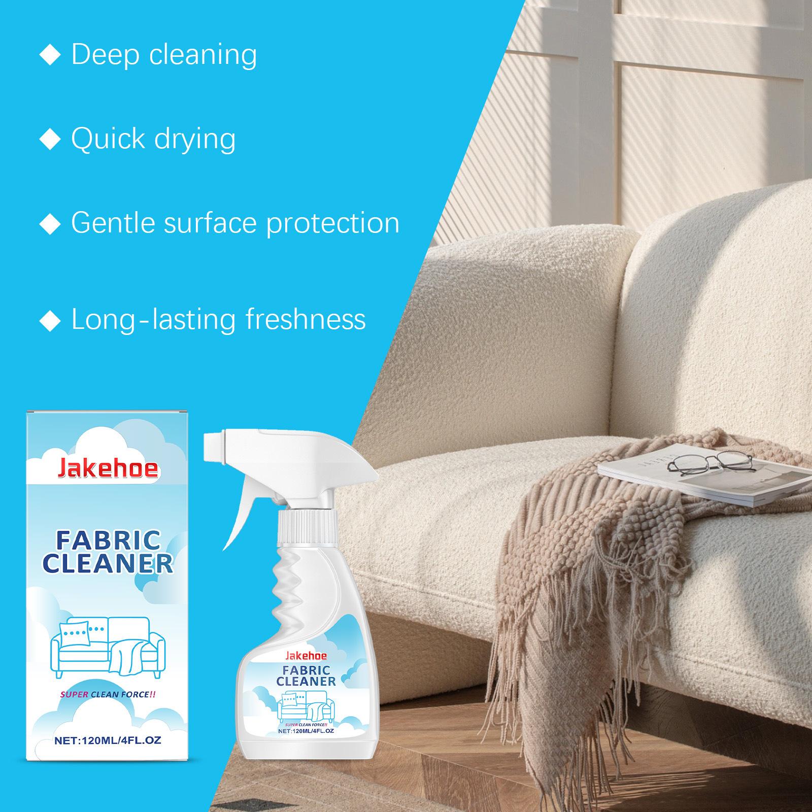 Jakehoe Fabric Cleaner Liquid, Sofa Rug Curtain Stain Remover, Daily Household Foam Cleaning Agent, 120ML, No Pesticide, Non-Prop 65
