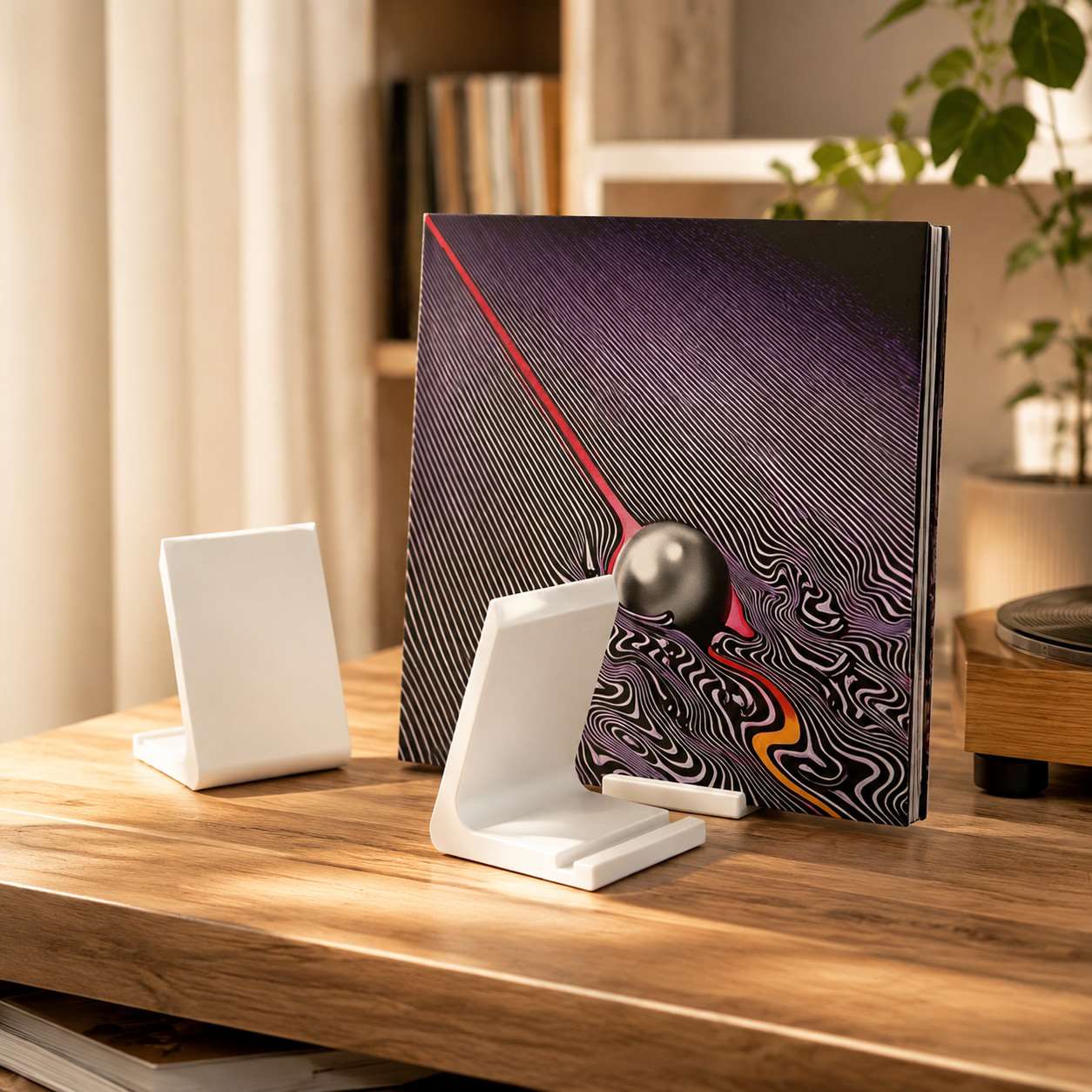 Vinyl Record Stand Desk Display Rack Vertical Storage Holder for LP Albums Music Studio Home Decor Tabletop