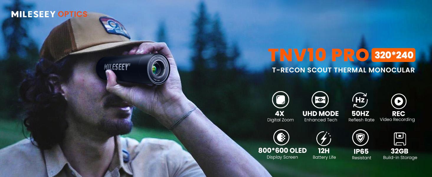 MiLESEEY TNV10 PRO Thermal Monocular 320x240 13mm 1000 Yards 50 Hz Aircraft Mg-Al Alloy Night Vision Handheld Imaging 4X Zoom Video Recording UHD Mode Outdoor Wildlife Hunting Gift,Christmas gift for man MiLESEEY TNV10 PRO Thermal Monocular 320x240 13mm 1000 Yards 50 Hz Aircraft Mg-Al Alloy Night Vision Handheld Imaging 4X Zoom Video Recording UHD Mode Outdoor Wildlife Hunting Gift,Christmas gift for man
