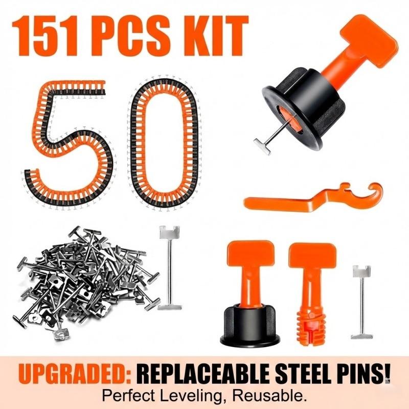 151Pcs Tile Leveling System Kit - Reusable Replaceable Pins | DIY Floor & Wall Spacer Tool Tile Tools