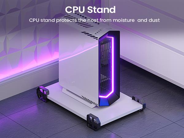 SEDETA 109 Inch L Shaped Gaming Desk with 4 Drawers Display Cabinet Computer Desks with 2 Monitor Stands CPU Stand LED Lights and Power Outlet