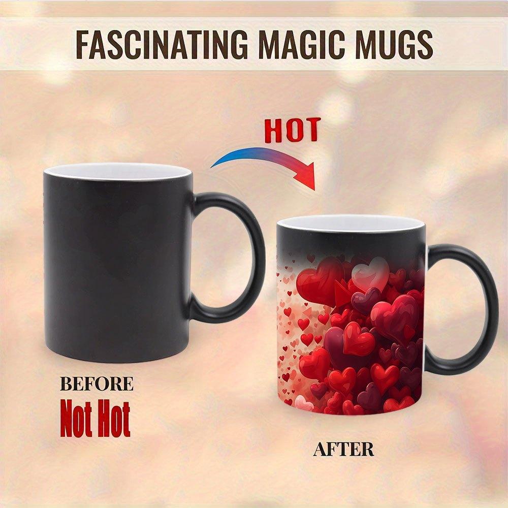 1 11 oz Magic Mug, Heat-Changing - Ceramic Mug, Love Design, Perfect for Valentine's Day, Weddings, Anniversaries, Birthdays and Christmas
