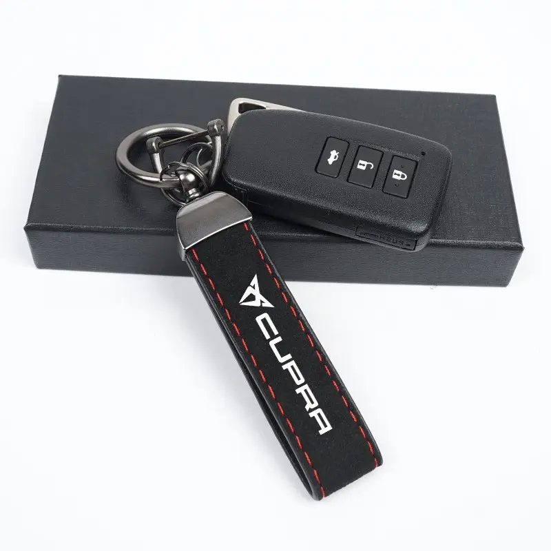 1Pcs Car Logo Kerchain Ring Auto Zinc Alloy Suede Keyring Key Chain Key Rings For Car Keys Decor Accessories For Cupra Leon Born Ateca Terramar Tavascan e-Racer Ibiza Altea Tarraco Formentor