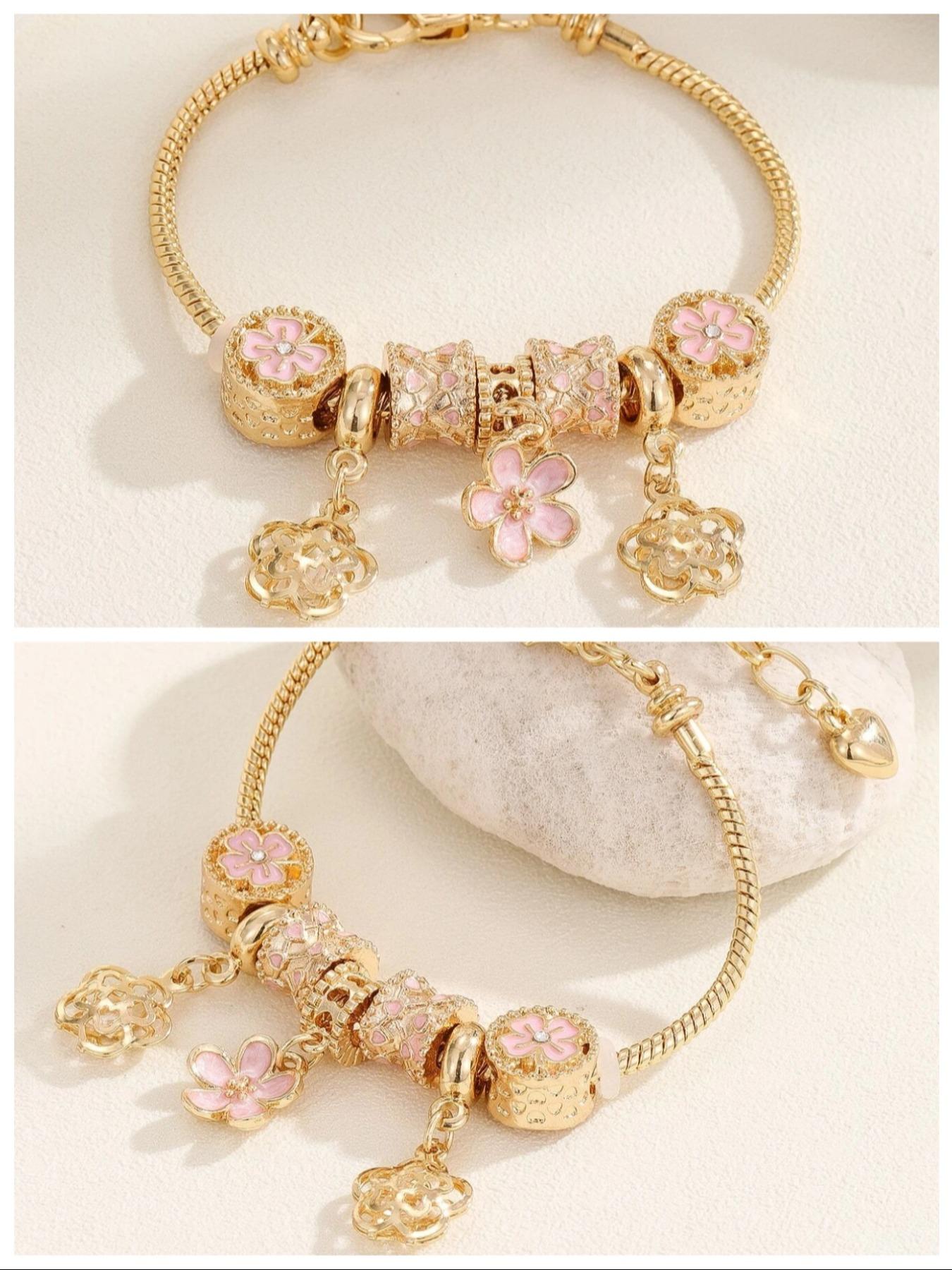 Women's Cute Flower & Rhinestone Fish Tail & Heart Design Bracelet, Fashion Bracelets, Fashion Jewelry for Party, Daily Decor, Trendy All-match & Exquisite Jewelry for Birthday Gift