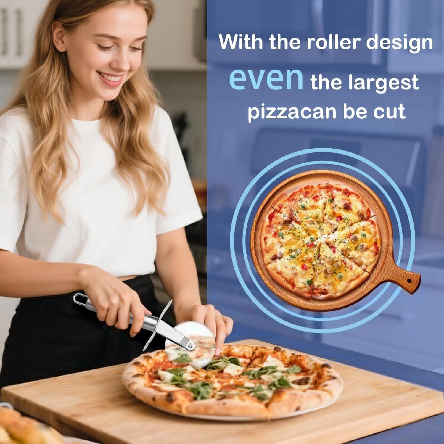 Stainless Steel Pizza Cutter, Sharp Rotating Blade, Ergonomic Non-Stick Handle, Easy Cutting for Pizza, Cheese, Dough, 1pcs