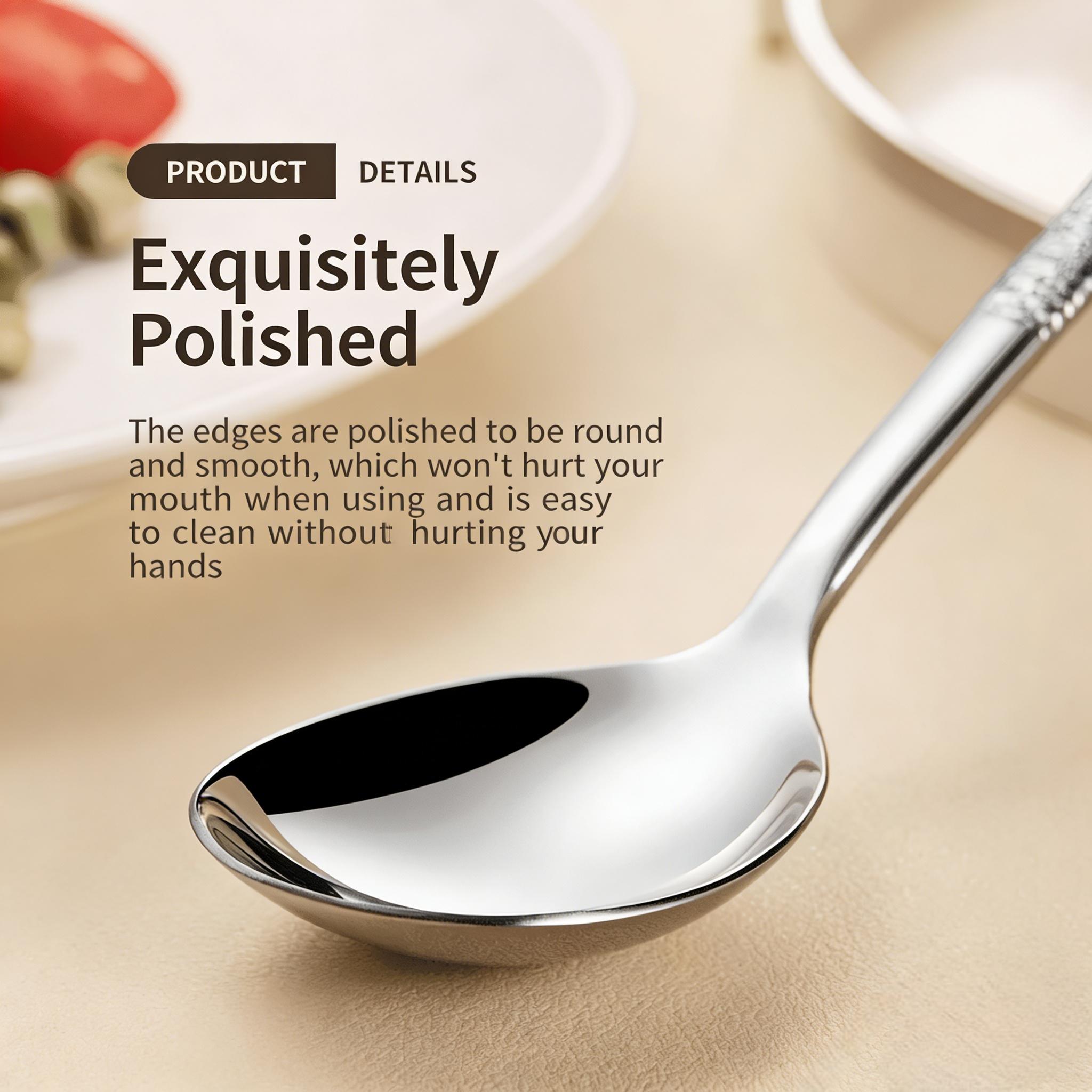 20 Pcs High-Quality Stainless Steel Dessert Spoons, Hammered Cutlery Set, Ideal for Home, Kitchen, Restaurant, Perfect Gift