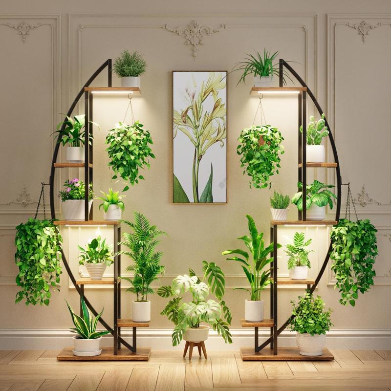 POZILAN Plant Stand Indoor with Grow Lights, 6 Tiered Tall Plant Shelf, 63" Metal Plant Stand for Indoor Plants Multiple, Half-Moon Plant Rack Display Shelf, 2 Pcs Plant Holder for Living Room, Patio Flower Artistic Decorative Home POZILAN Plant Stand Indoor with Grow Lights, 6 Tiered Tall Plant Shelf, 63" Metal Plant Stand for Indoor Plants Multiple, Half-Moon Plant Rack Display Shelf, 2 Pcs Plant Holder for Living Room, Patio Flower Artistic Decorative Home