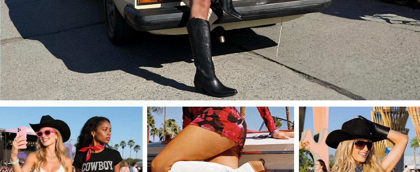 【Valentine's Day Gift】Women's Western Cowboy Boots - Knee-High Cowgirl Boots with Classic Embroidery, Slip-On Pointed Toe, Chunky Heel Brown Boots Footwear Walking Shoes Fallfashion 【Valentine's Day Gift】Women's Western Cowboy Boots - Knee-High Cowgirl Boots with Classic Embroidery, Slip-On Pointed Toe, Chunky Heel Brown Boots Footwear Walking Shoes Fallfashion