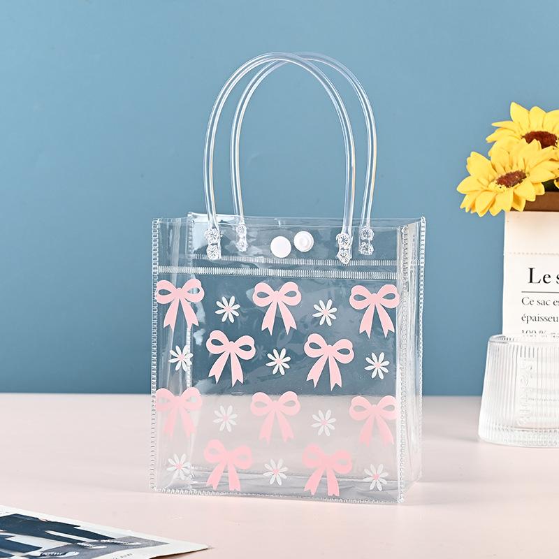 Cute Packaging Bag With Handles Christmas Gift Tote Bag Transparent Pvc Tote Bag Party Favors Bag Candy Apple Packaging Bags