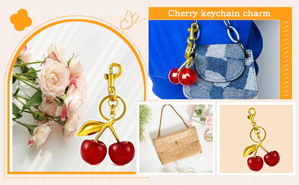 2025 Dedicate Keychain Cherry Purse Charm for Women Valentine Bag Gifts- Cherry Bag Charm Purse Charm Keychain
