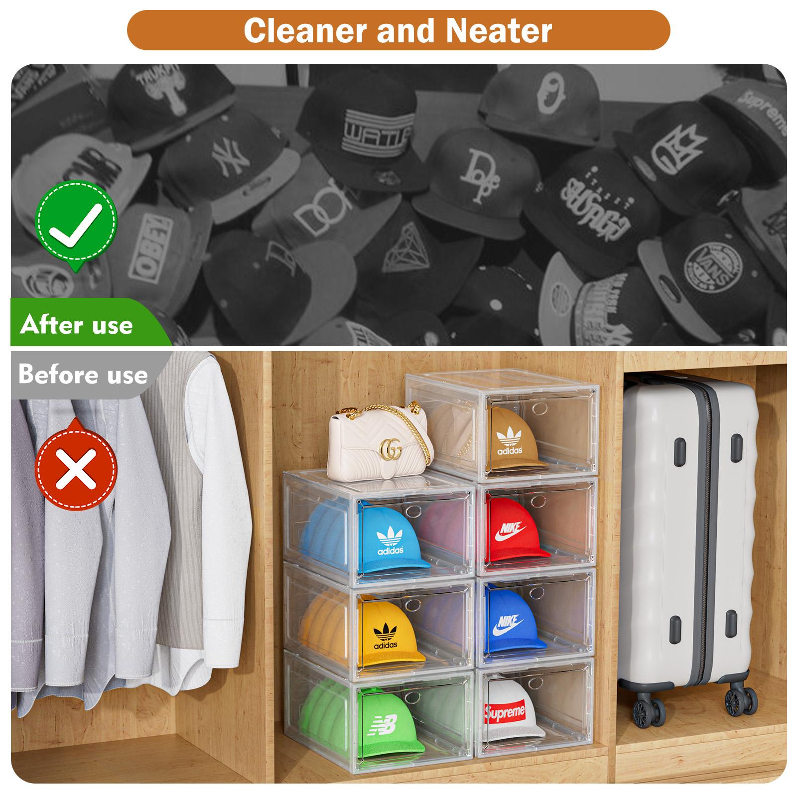 7CODE Hat Organizer Box, 6 Boxes for 40 Pack Hats, Upgrade Harder Solid Plastic Hat Organizer for Baseball Caps, Clear Hat Storage with Magnetic Door, Hat Rack, , Hat Case, , White 7CODE Hat Organizer Box, 6 Boxes for 40 Pack Hats, Upgrade Harder Solid Plastic Hat Organizer for Baseball Caps, Clear Hat Storage with Magnetic Door, Hat Rack, , Hat Case, , White