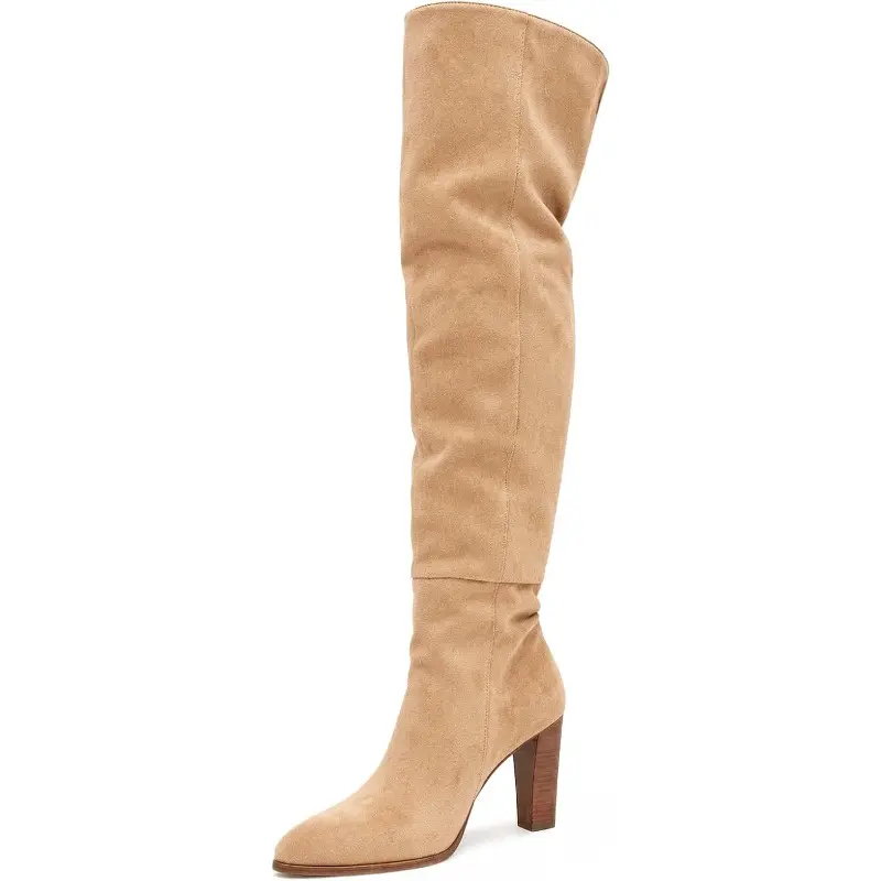 Coutgo Womens Over the Knee High Boots Thigh High Chunky Heel Zip Boots