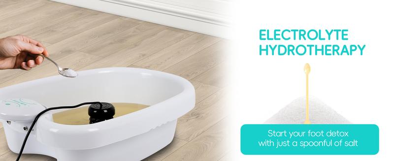 Ionic Foot Bath Detox Machine - Professional Foot Detox Spa，Home Portable Foot Detox Machine with 2 Arrays，50 Foot Soaking Bags，1 Small Spoon，Improve Sleep/Relieve Stress/Detox Cleanse Basin Container Bathroom footcallusremover