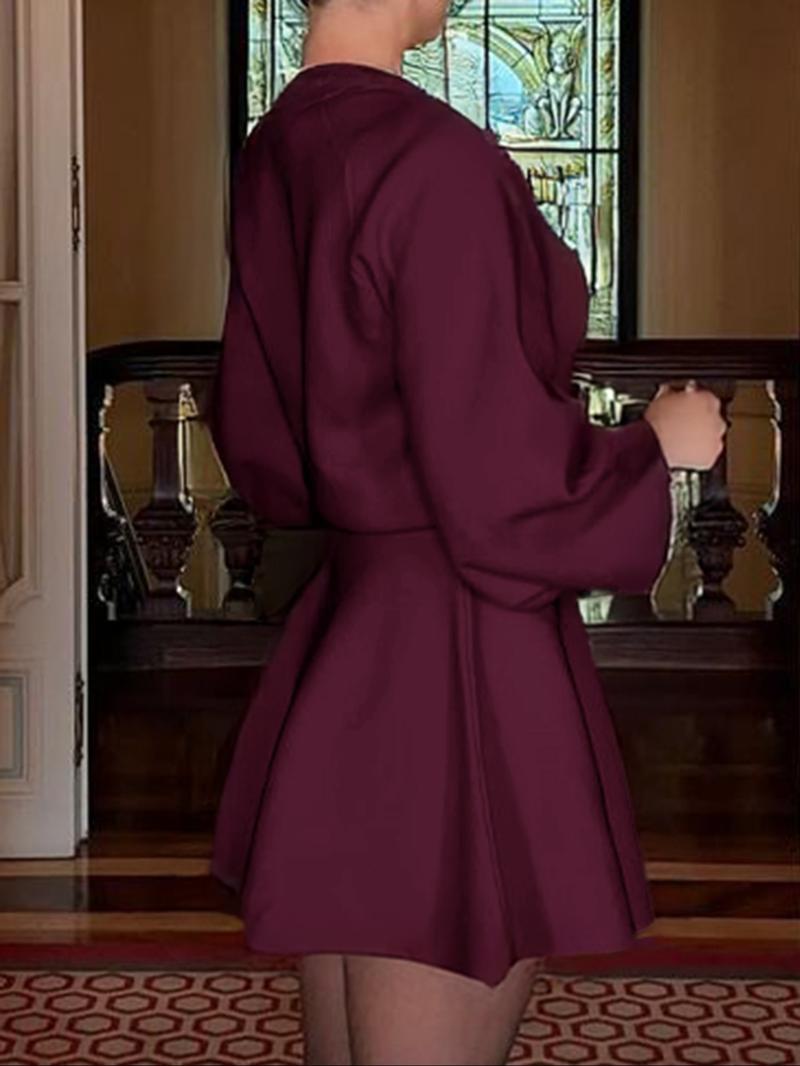 Women's Casual Mock Neck Sweater Dress, Fall/Winter Long Sleeve Solid Relaxed Fit Knit Dress