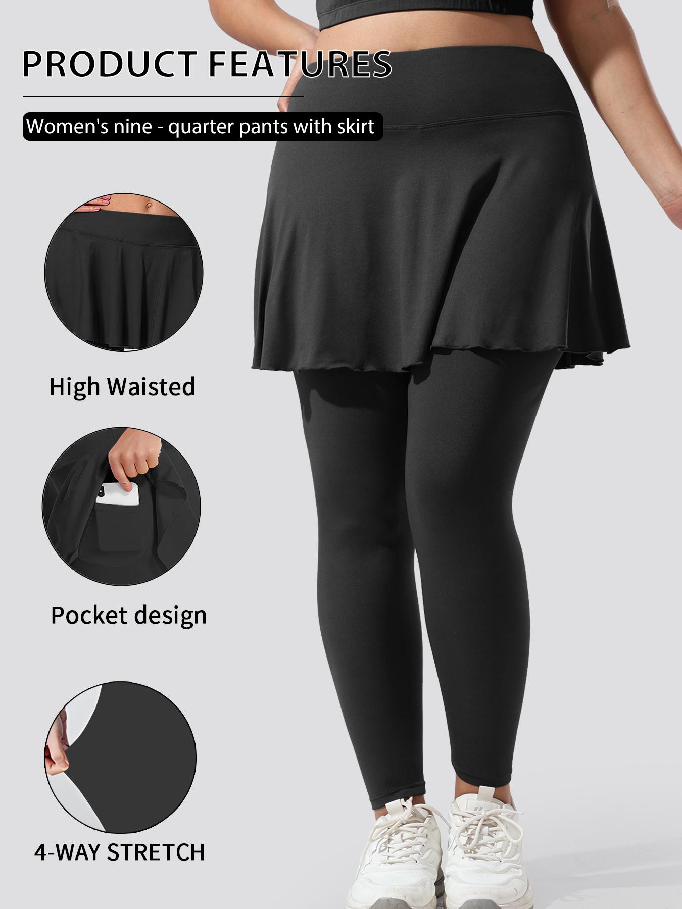 Women's Plus Size Skirt Pants with Pockets, High Elastic Soft Comfortable Sportswear, Tennis Attire, Unique Design, Active Skort Skirt, Sporty Breathable Skorts, Must-Have for Women
