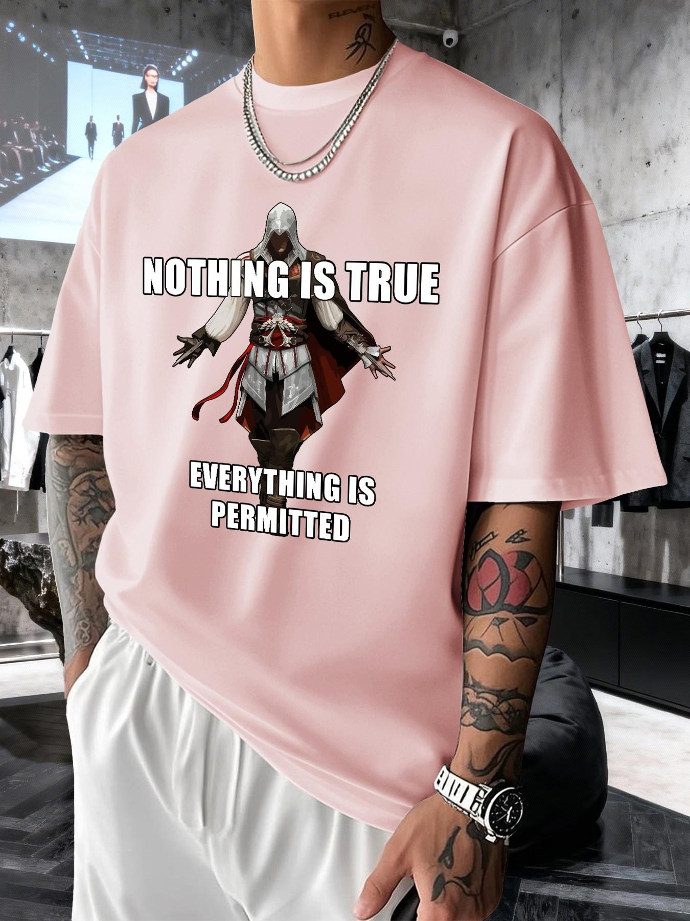 Assassin's Creed Altair Graphic Men's T-Shirt, Trendy Streetwear Short Sleeve Top, Comfortable Round Neck, Spring Summer Casual Wear