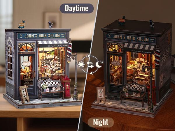 CUTEBEE DIY 3D Dollhouse Kit John’s Hair Salon – Wooden Miniature House with Furniture and Dust Cover, Handmade Creative Room Decor | Holiday, Christmas and Black Friday Gift CUTEBEE DIY 3D Dollhouse Kit John’s Hair Salon – Wooden Miniature House with Furniture and Dust Cover, Handmade Creative Room Decor | Holiday, Christmas and Black Friday Gift